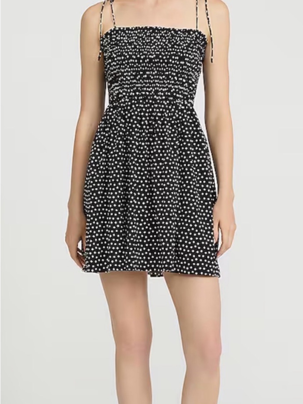 Express Black and White Polka Dot Smocked Mini Dress